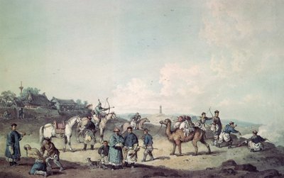 Chinese Soldiers Exercising Outside the Walls of a City by William Alexander